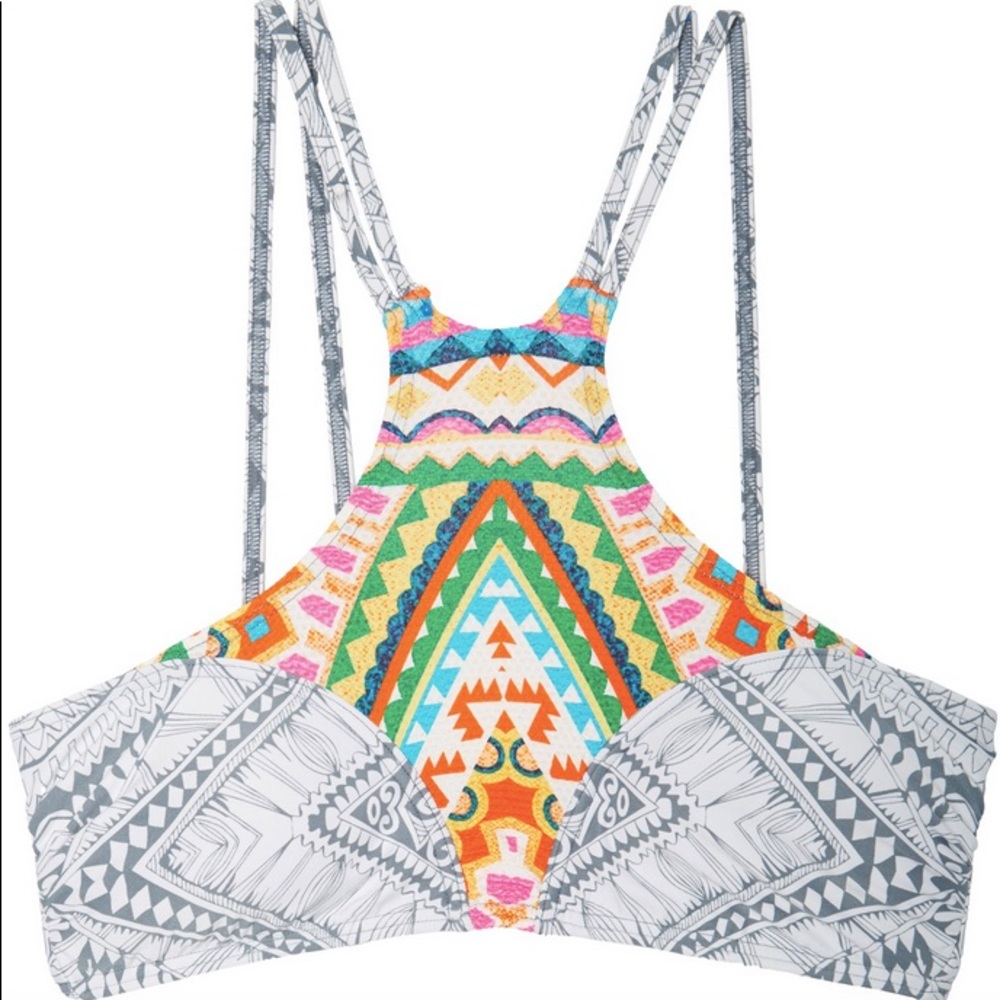 Rip Curl white multicolor Mayan sun hi neck bikini